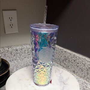 Starbucks Holographic Geometric Tumbler with Straw